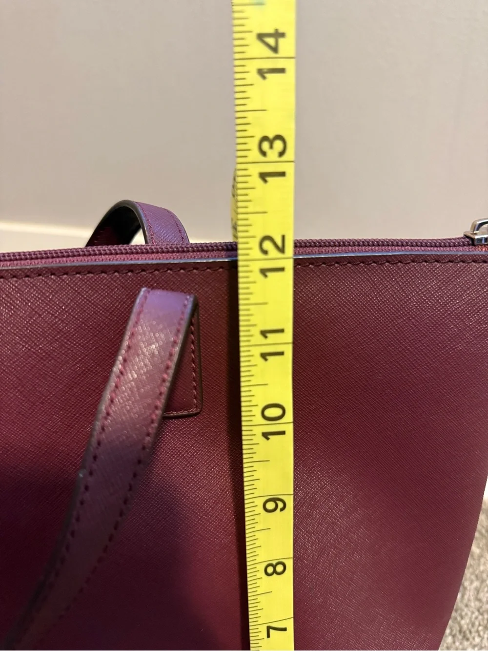 kate spade burgundy tote with pink glitter base